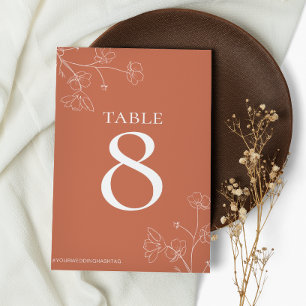 Floral Boho Terracotta Wedding Table Number