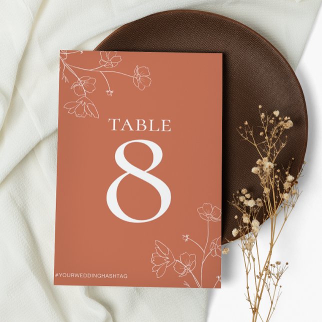 Floral Boho Terracotta Wedding Table Number (Creator Uploaded)