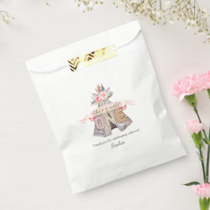 Floral Boho Tribal Teepee Wild One 1st Birthday Favour Bag