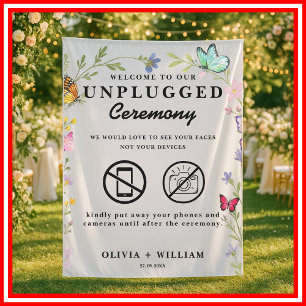 Floral Boho Unplugged Ceremony Wedding Welcome Tapestry