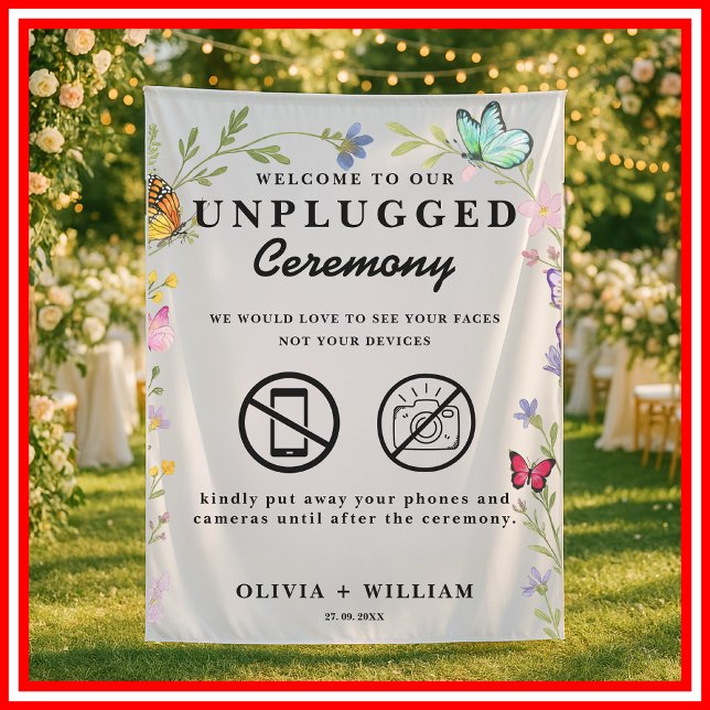 Floral Boho Unplugged Ceremony Wedding Welcome Tapestry (Creator Uploaded)