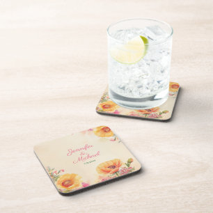Floral Boho Watercolor Wedding Coaster
