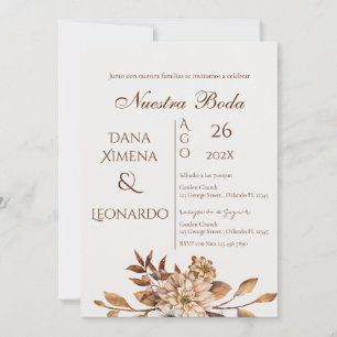 Floral Boho Wedding invitation Invitación