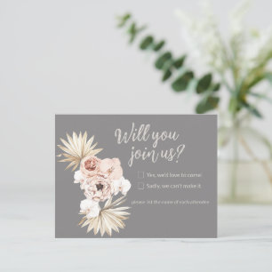 Floral Boho Wedding Response Postcard