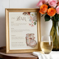 Floral Boho Western Country Wedding Drink Bar Menu