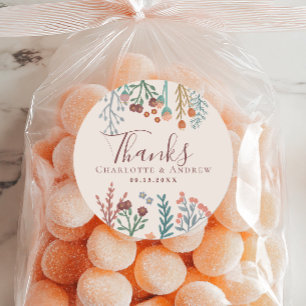 Floral Boho Wildflower Wedding Favour Classic Round Sticker