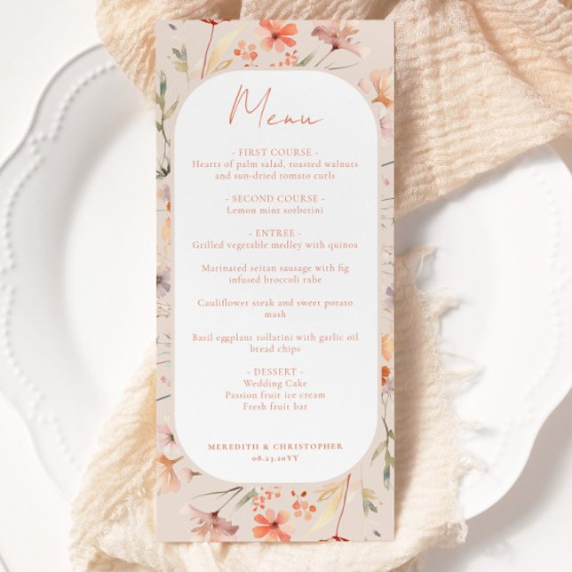 Floral Boho Wildflower Wedding Menu (Creator Uploaded)