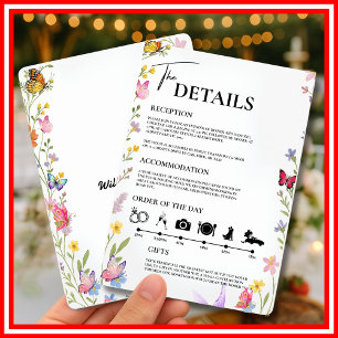 Floral Boho Wildflowers Order of the Day Wedding Invitation