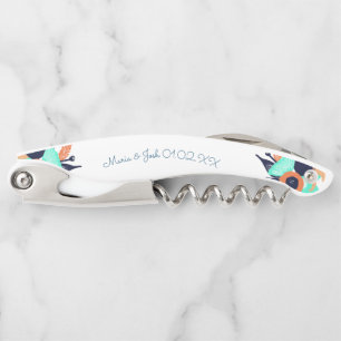 Floral Bold Poppies Couples Monogram Corkscrew