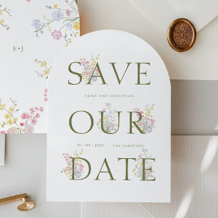 Floral Bold typography Wedding Save The Date