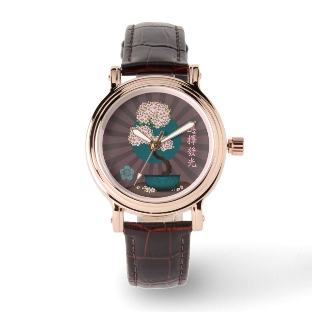 Floral bonsai "Choose to shine" Asian art  Watch (Front)
