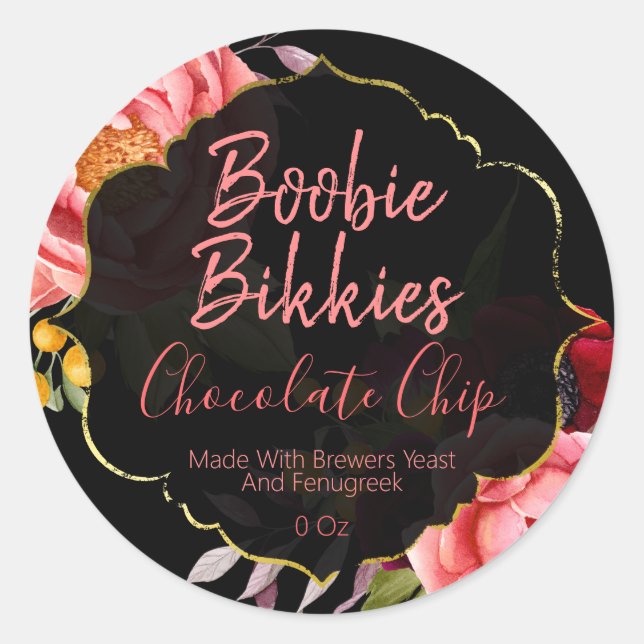 Floral Boobie Bikkies Lactation Labels (Front)