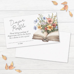 Floral Book Baby Shower Diaper Raffle Enclosure Card
