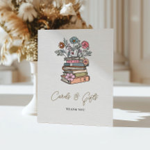 Floral Book Chapter Baby Girl Cards & Gift Table