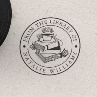 Floral Book Coffee Mug Moon from the Library of Rubber Stamp