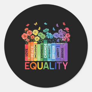 Floral Book Equality Human Rights, Social Justice Classic Round Sticker