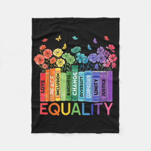 Floral Book Equality Human Rights, Social Justice Fleece Blanket