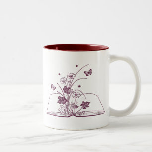 Floral Book Esthetic Flower Two-Tone Coffee Mug
