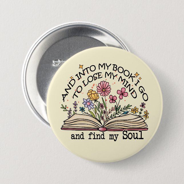 Floral Book Lover 7.5 Cm Round Badge (Front & Back)