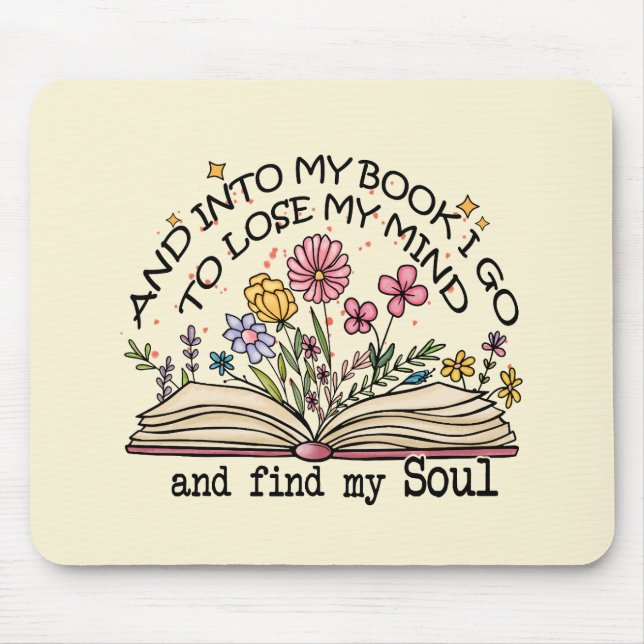 Floral Book Lover Mouse Pad (Front)