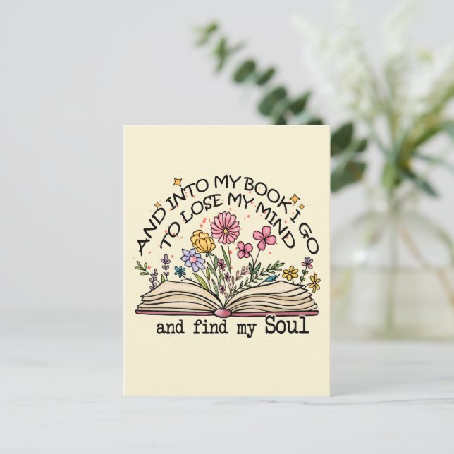Floral Book Lover Postcard (Standing Front)
