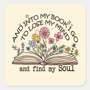 Floral Book Lover Square Sticker