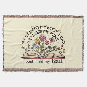 Floral Book Lover Throw Blanket