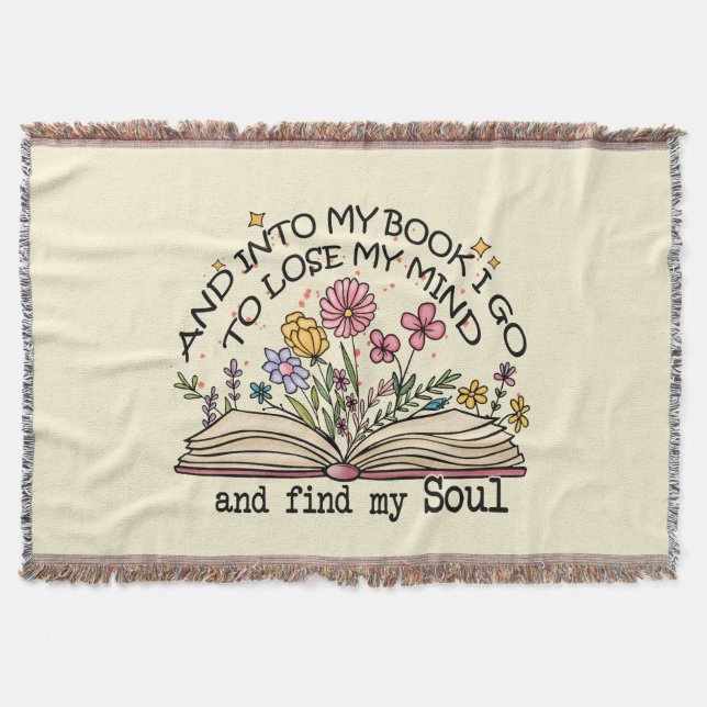 Floral Book Lover Throw Blanket (Front)