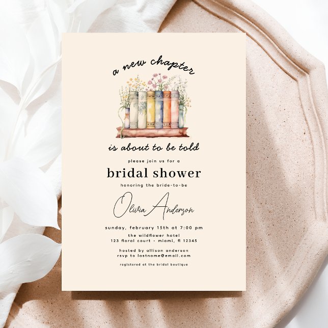 Floral Book New Chapter Begins Bridal Shower Invitation (Creator Uploaded)