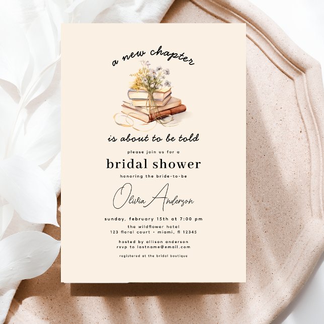 Floral Book New Chapter Begins Bridal Shower Invitation (Creator Uploaded)