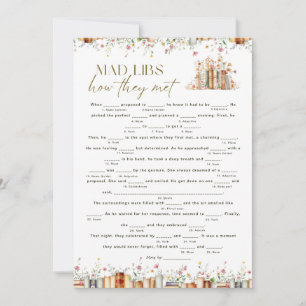 Floral Book Theme Mad Libs Bridal Shower Game