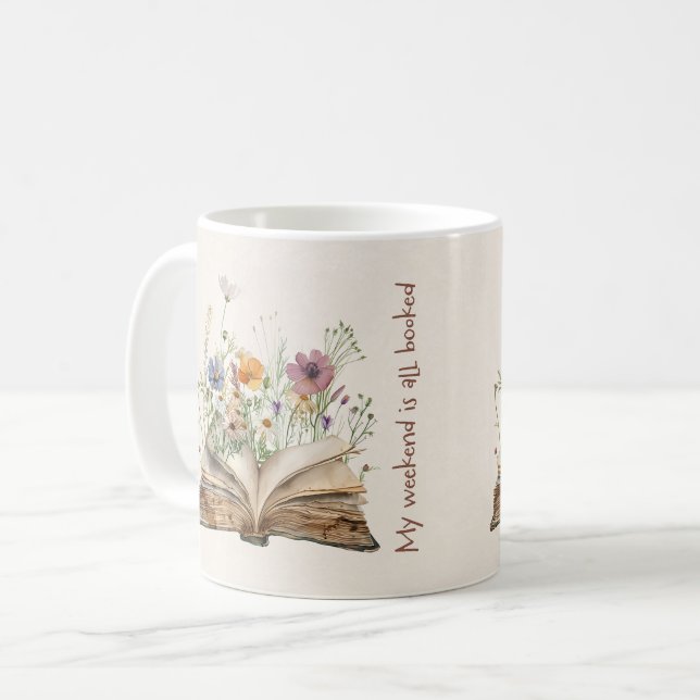 Floral Booklover Coffee Mug (Front Left)