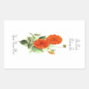 Floral Bookplate Rectangular Sticker