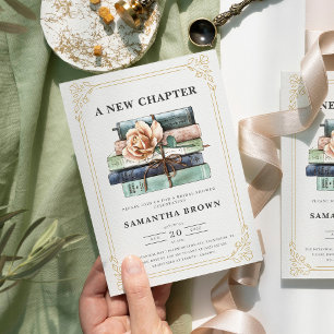 Floral Books Bridal Shower Invitation