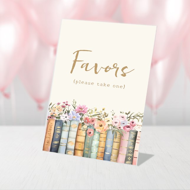 Floral Books Favours Sign (Floral Books Favors Sign by Painted Paperie
)