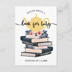 Floral Books For Baby Yellow Vintage Tea Party Enclosure Card