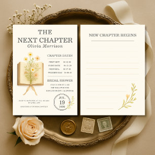 Floral Books Next Chapter Begins Bridal Shower Invitation