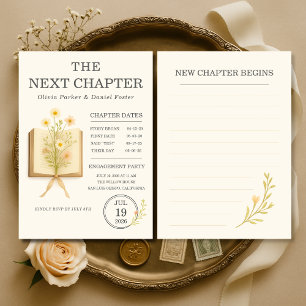 Floral Books Next Chapter Begins Engagement Party Invitation