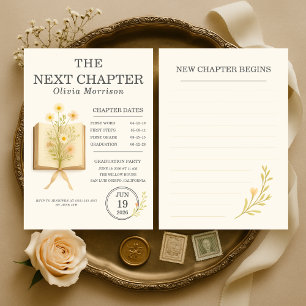 Floral Books Next Chapter Begins Graduation Party Invitation