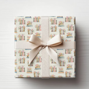 Floral Books Wrapping Paper