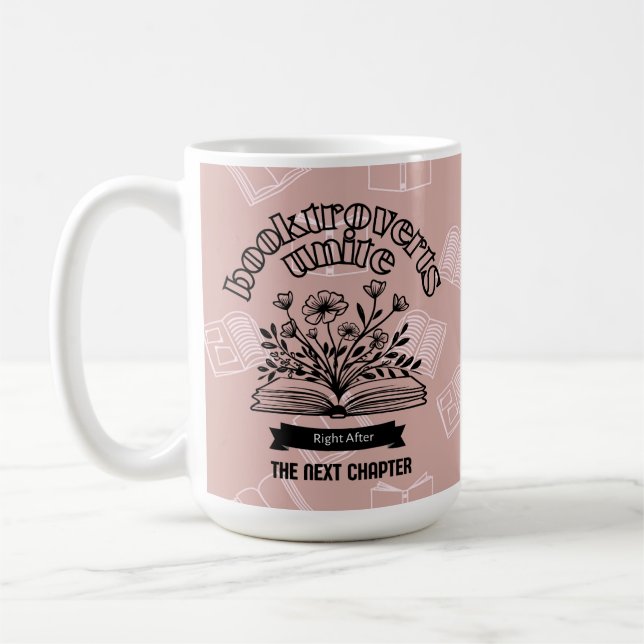 Floral "Booktroverts Unite" Coffee Mug (Left)