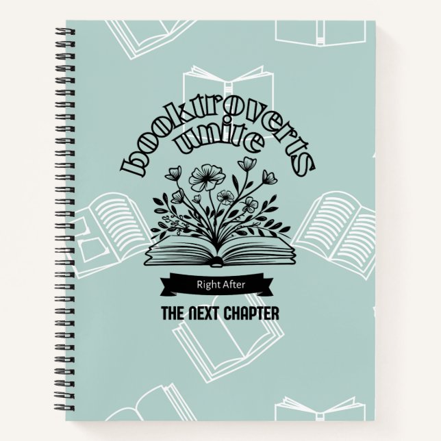 Floral "Booktroverts Unite" Notebook (Front)