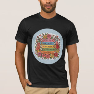 Floral Bookworm T-Shirt Cute Reading & Rose Grap