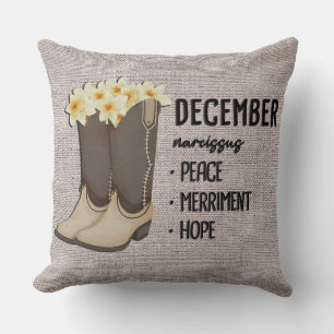 Floral Boot Birth Month Flower/ December Narcissus Cushion