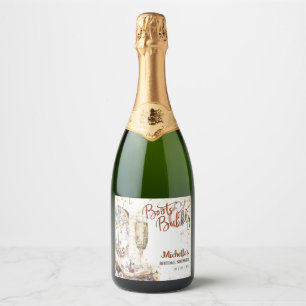 Floral Boots and Bubbly Western Country Sparkling Wine Label