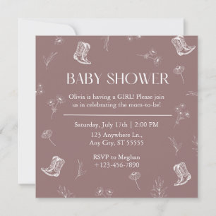 Floral Boots Baby Shower Invitation