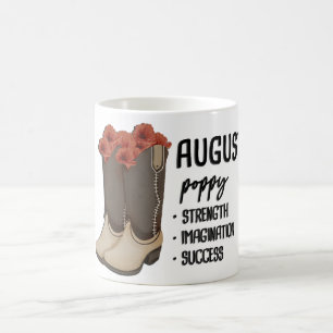 Floral Boots Birth Month Flower/August Poppy Coffee Mug