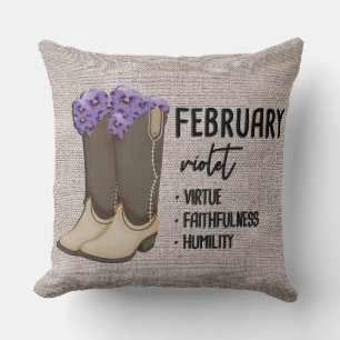 Floral Boots Birth Month Flower/February Violet Cushion