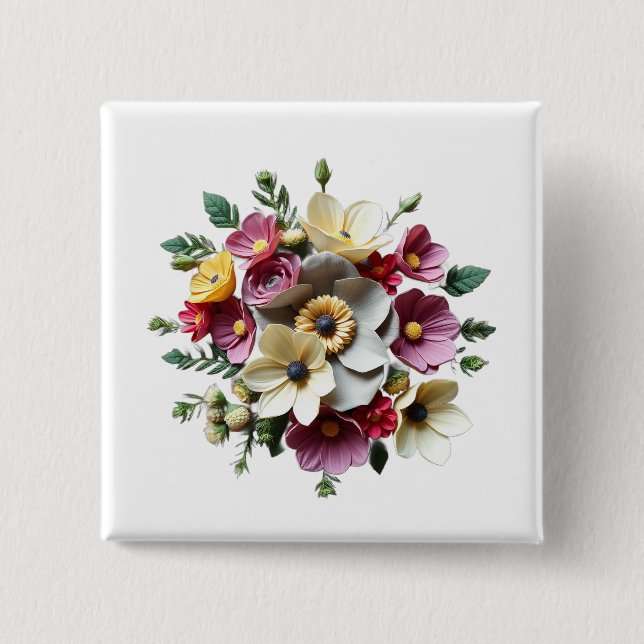 Floral Boquete 3D 15 Cm Square Badge (Front)