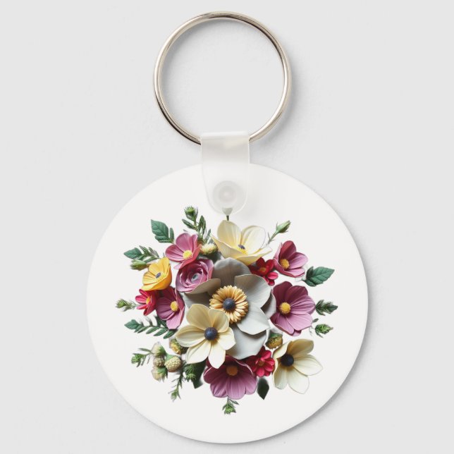 Floral Boquete 3D Key Ring (Front)